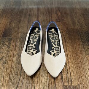 Rothy's Cream Flats with Leopard Insole
